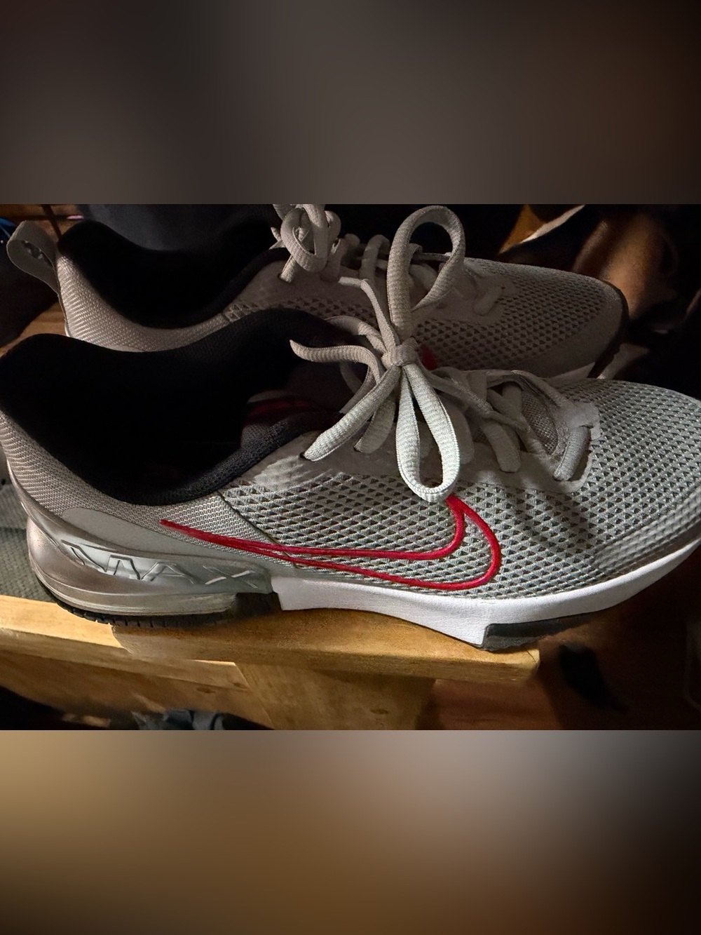 Nike Men’s White and Red Mesh Running Sneakers